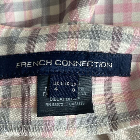 French Connection Plaid Pink Whisper Back Tie Mini Dress Size 0 - Picture 8 of 12